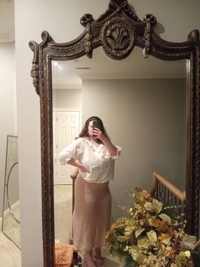 H&M Tan Knit Midi Skirt